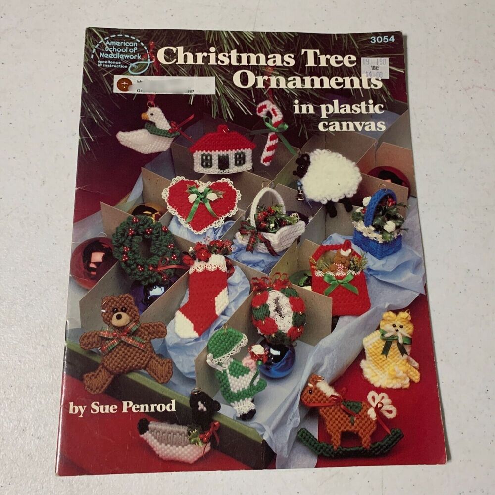 vintage needlework book Christmas Tree Ornaments in Plastic Canvas patterns 1988